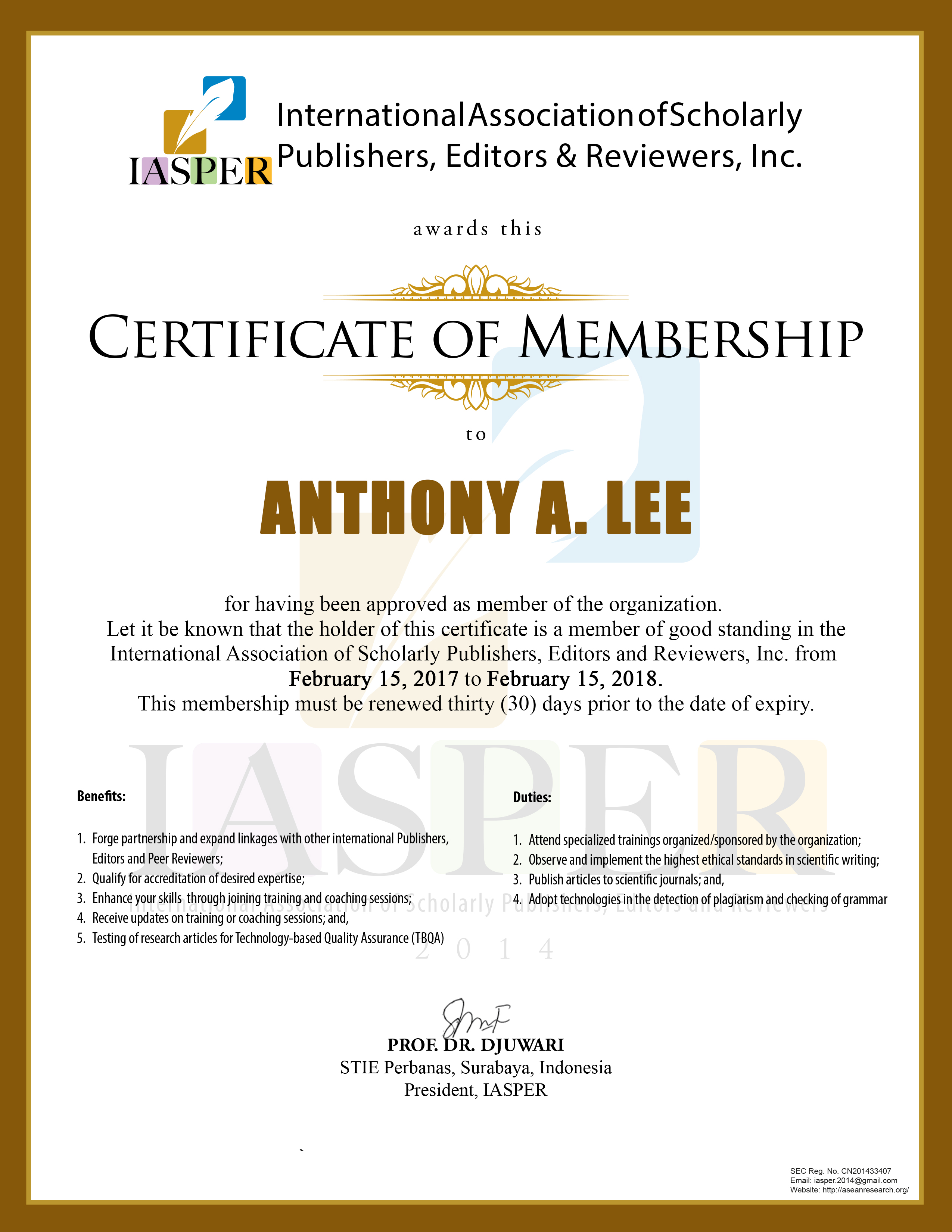 Asean Research Organization - Membership